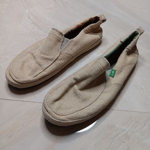 Sanuk Shoes Mens 10 Beige Commodore Hawaiian Islands Canvas Loafers Sidewalk